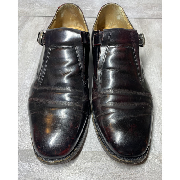 Vintage Aristocraft Monk Strap Shoes Mens Size 10.5 Burgundy Leather Dress USA main image 12
